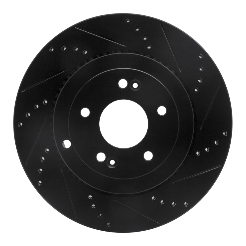 R1 10-16 Hyundai Genesis Coupe Rear Right Drilled & Slotted Black Brake Rotor