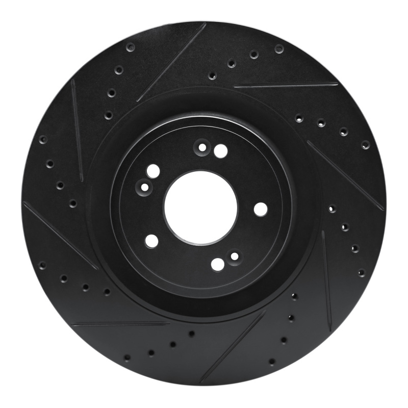 R1 18-20 Genesis G80 Front Left Drilled & Slotted Black Brake Rotor