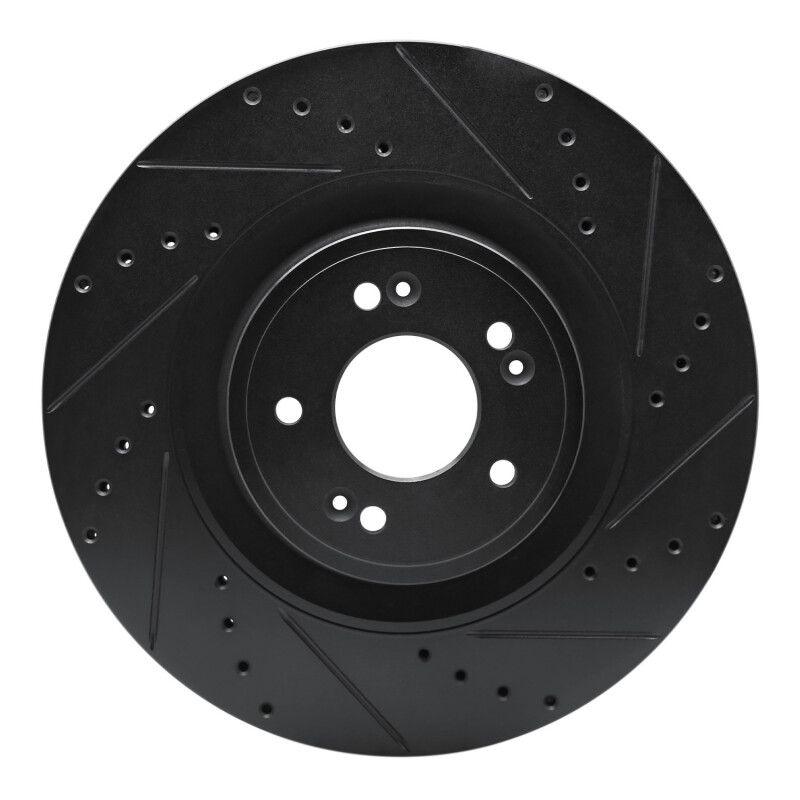 R1 18-20 Genesis G80 Front Right Drilled & Slotted Black Brake Rotor