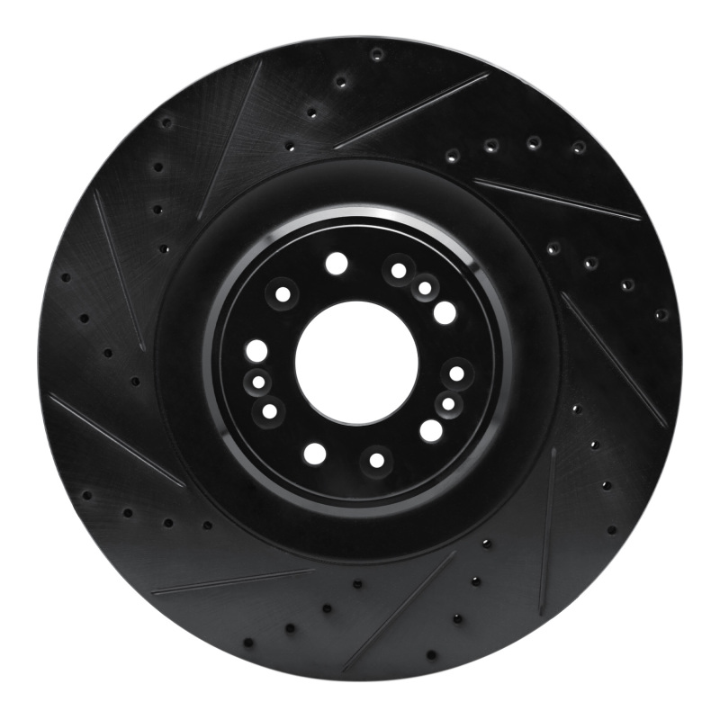 R1 17-22 Genesis G90 Front Left Drilled & Slotted Black Brake Rotor