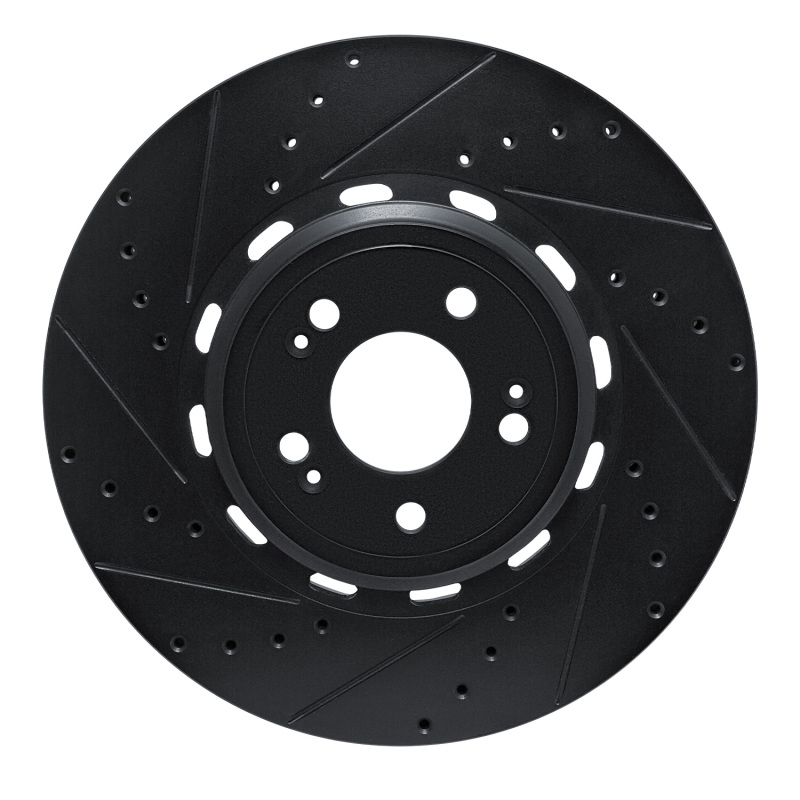 R1 21-26 Genesis Electrified GV70 Front Left Drilled & Slotted Black Brake Rotor