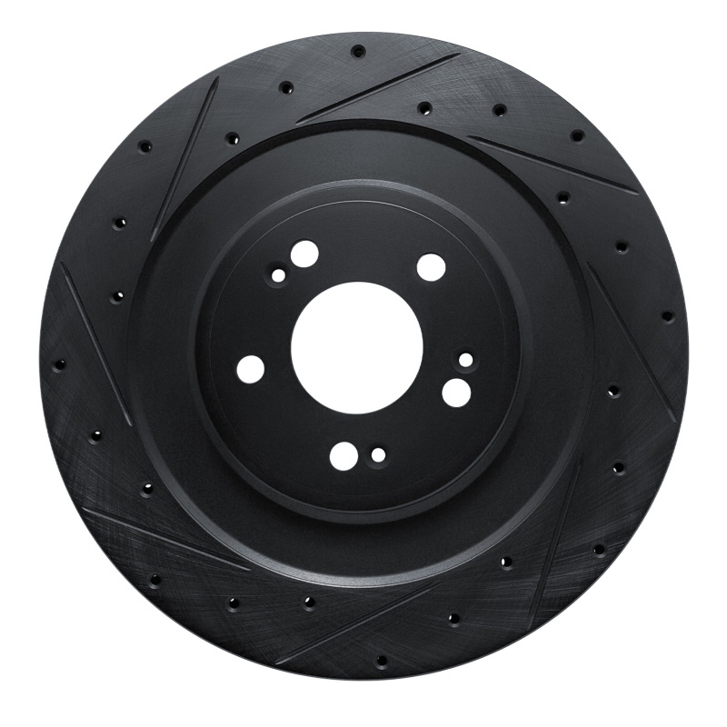 R1 21-26 Genesis Electrified GV70 Rear Left Drilled & Slotted Black Brake Rotor