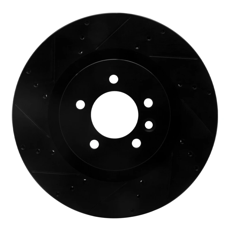 R1 06-17 Land Rover Discovery (Latin America) Front Left Drilled & Slotted Black Brake Rotor