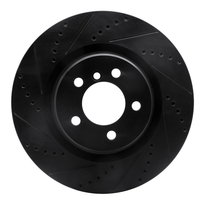 R1 06-12 Land Rover Range Rover Front Left Drilled & Slotted Black Brake Rotor