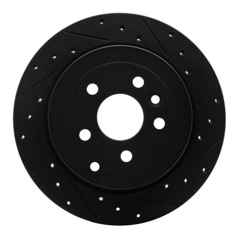 R1 08-12 Land Rover LR2 Rear Right Drilled & Slotted Black Brake Rotor