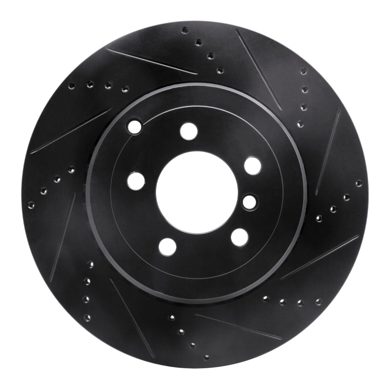 R1 10-12 Land Rover Range Rover Rear Right Drilled & Slotted Black Brake Rotor