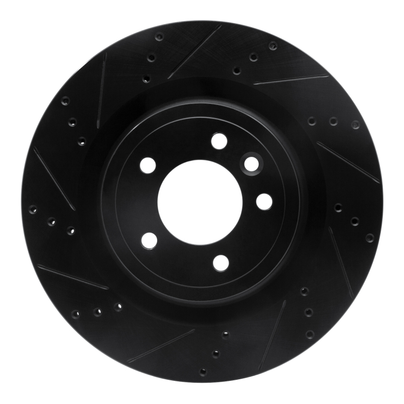 R1 14-24 Land Rover Range Rover Sport Rear Left Drilled & Slotted Black Brake Rotor