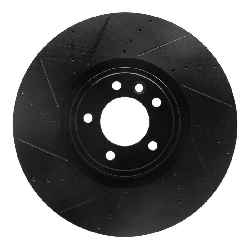 R1 18-25 Land Rover Defender 110 Front Left Drilled & Slotted Black Brake Rotor