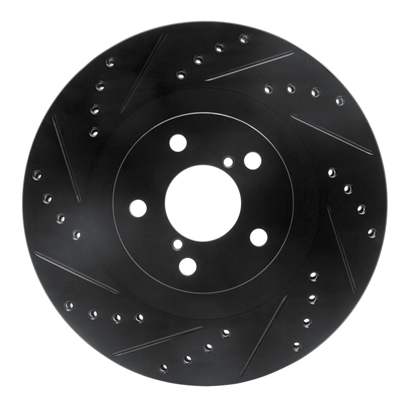 R1 01-08 Saab 9-2X Front Left Drilled & Slotted Black Brake Rotor