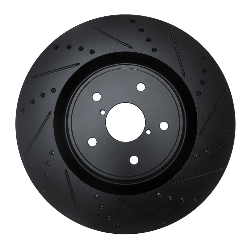 R1 18-25 Subaru WRX STI Front Right Drilled & Slotted Black Brake Rotor