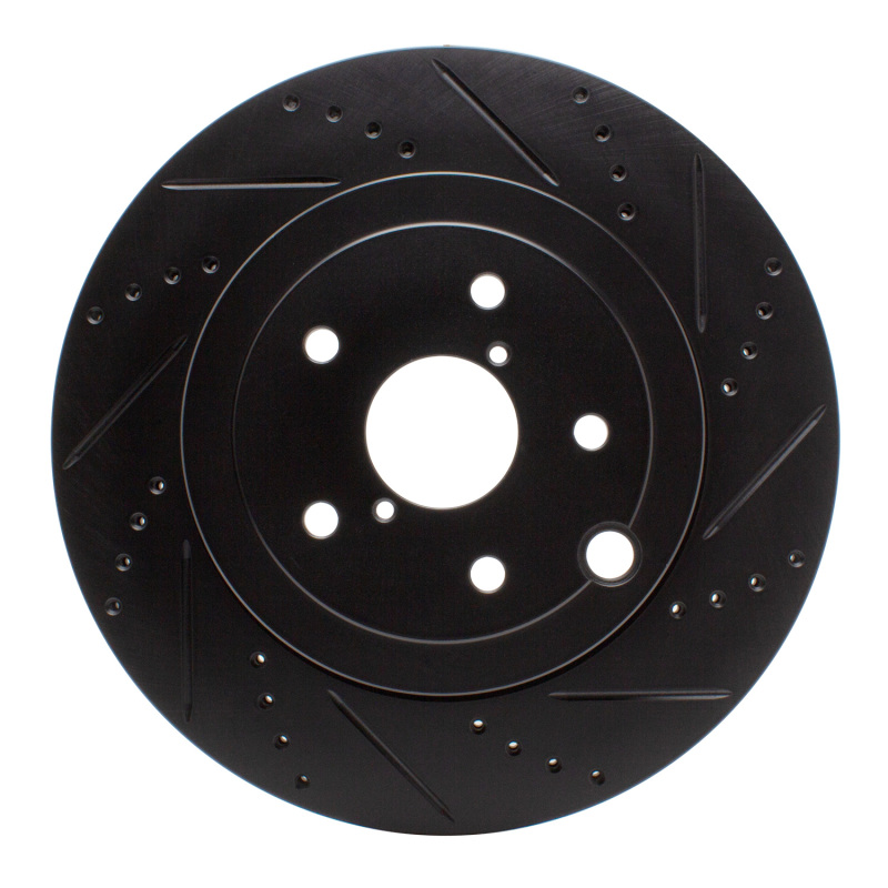 R1 18-25 Subaru WRX Rear Right Drilled & Slotted Black Brake Rotor