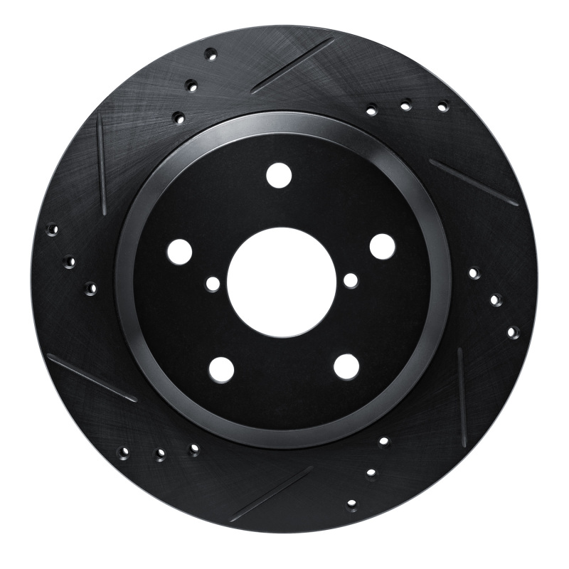 R1 -25 Subaru Crosstrek Rear Left Drilled & Slotted Black Brake Rotor