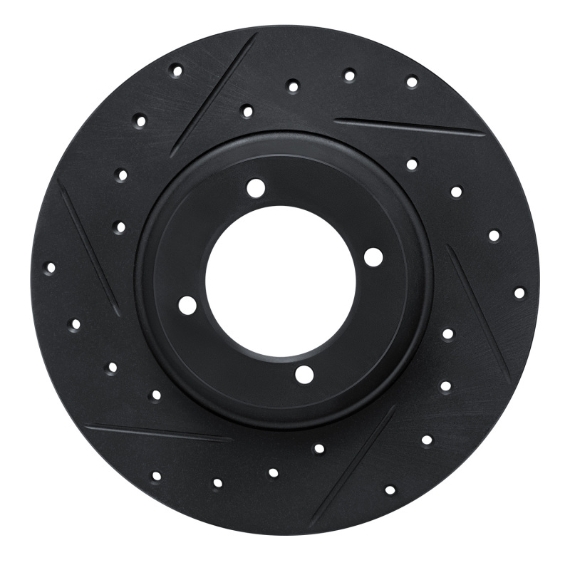 R1 61-76 Triumph TR4 Front Left Drilled & Slotted Black Brake Rotor