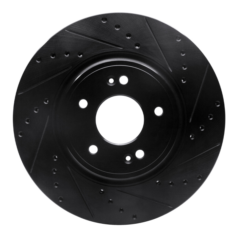 R1 18-23 Genesis G70 Front Right Drilled & Slotted Black Brake Rotor