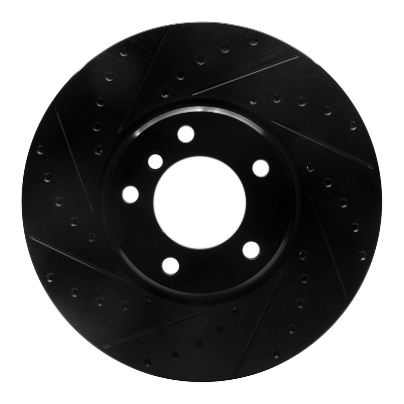 R1 95-01 BMW 750IL Front Left Drilled & Slotted Black Brake Rotor
