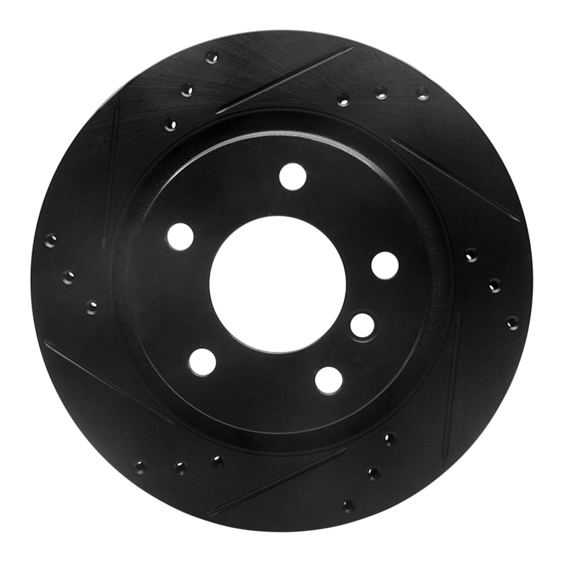 R1 99-06 BMW 323I Rear Left Drilled & Slotted Black Brake Rotor