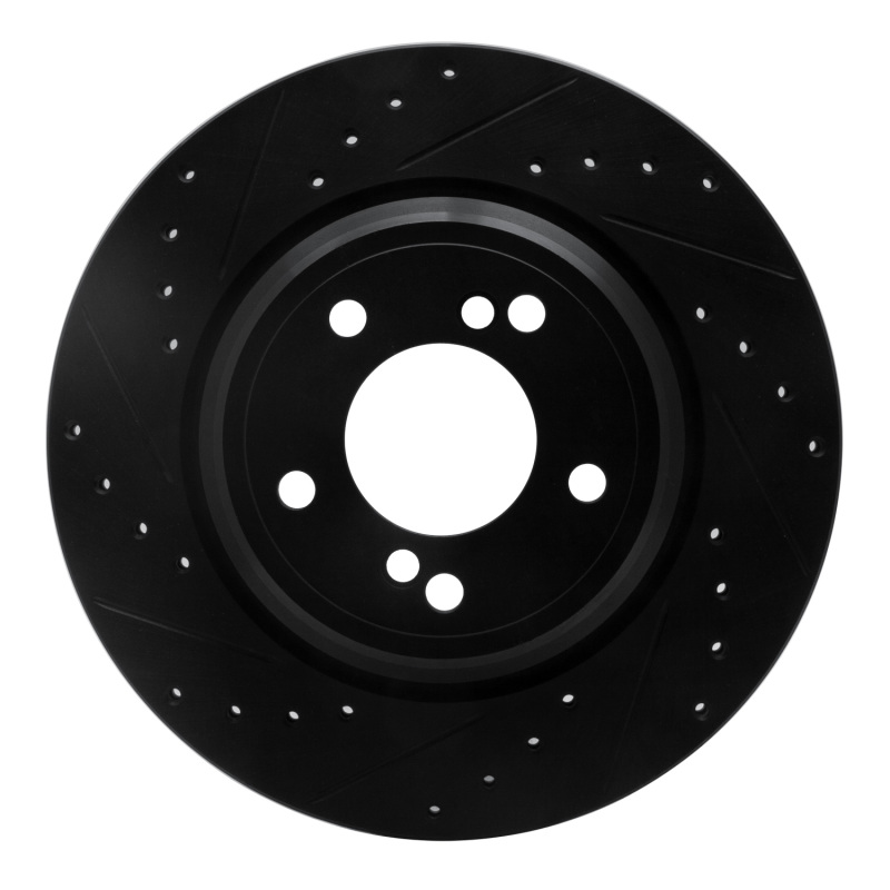 R1 00-06 BMW M5 Rear Left Drilled & Slotted Black Brake Rotor