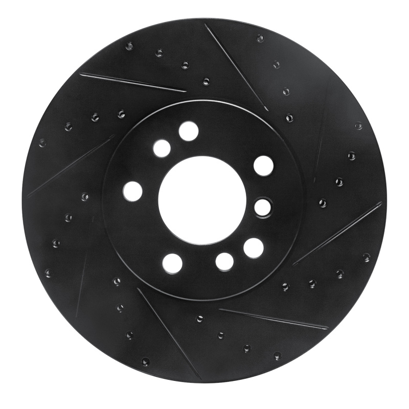 R1 00-06 BMW X5 Front Right Drilled & Slotted Black Brake Rotor
