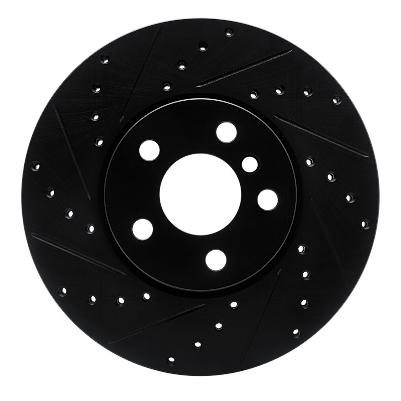 R1 16-24 Mini Cooper Countryman Front Left Drilled & Slotted Black Brake Rotor