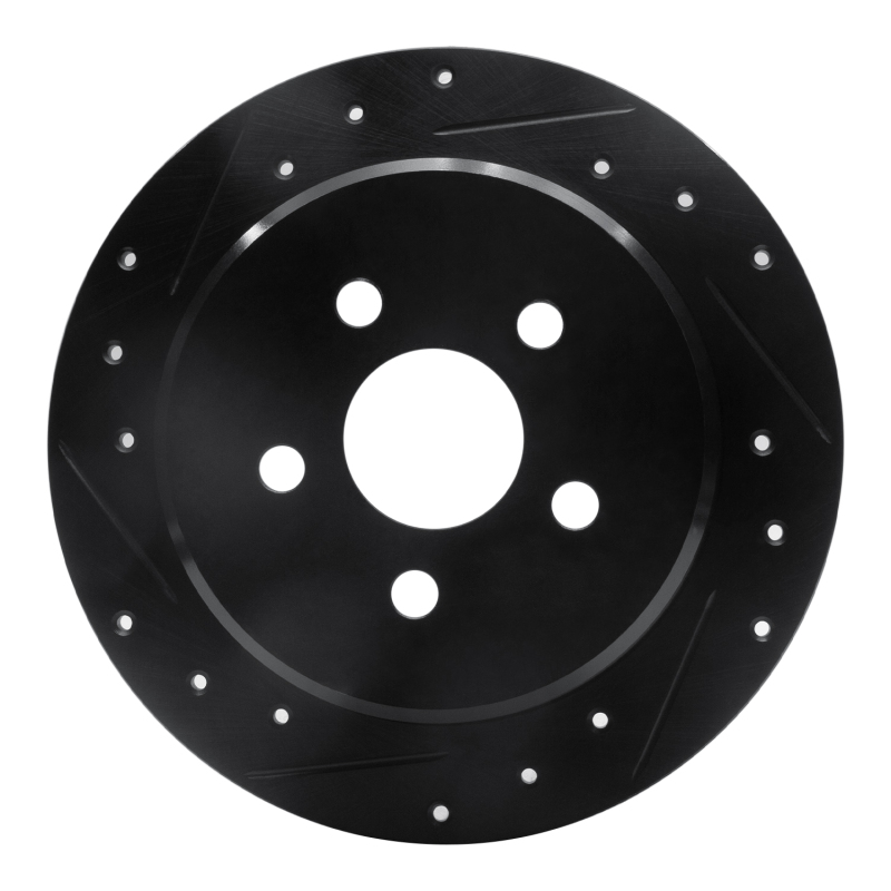 R1 95-07 Chrysler Sebring Rear Left Drilled & Slotted Black Brake Rotor