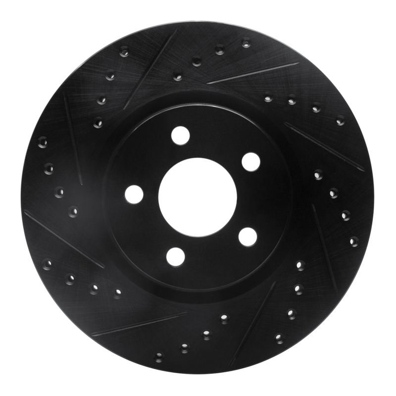 R1 03-09 Chrysler PT Cruiser Front Left Drilled & Slotted Black Brake Rotor