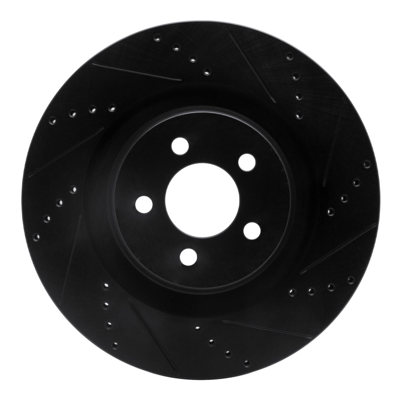R1 05-23 Chrysler 300 Front Right Drilled & Slotted Black Brake Rotor