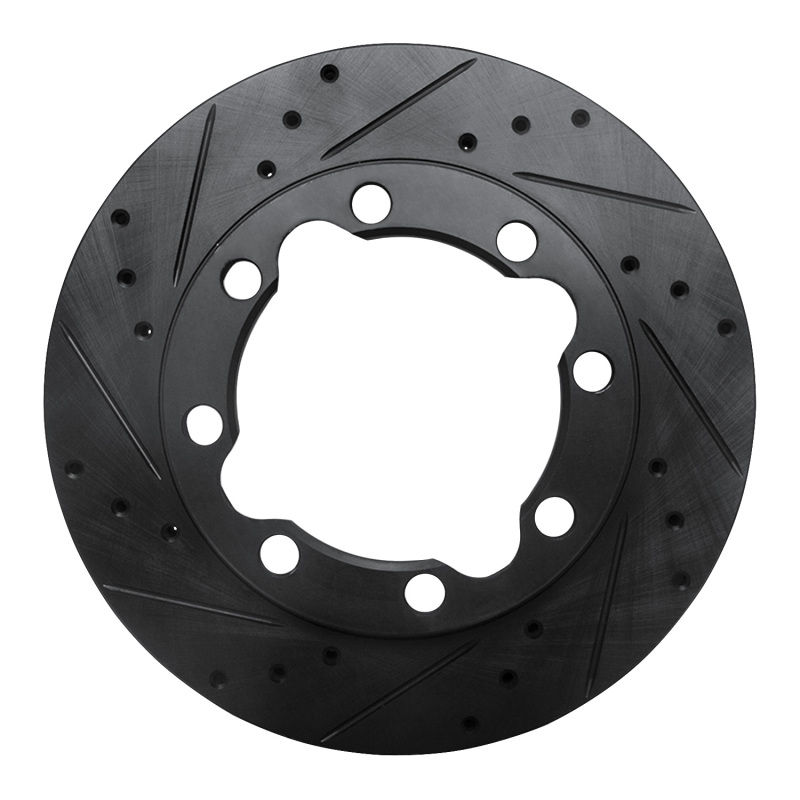R1 88-00 Chevrolet K2500 Front Left Drilled & Slotted Black Brake Rotor
