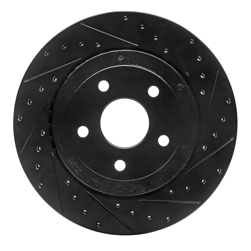 R1 06-10 Jeep Grand Cherokee Rear Right Drilled & Slotted Black Brake Rotor
