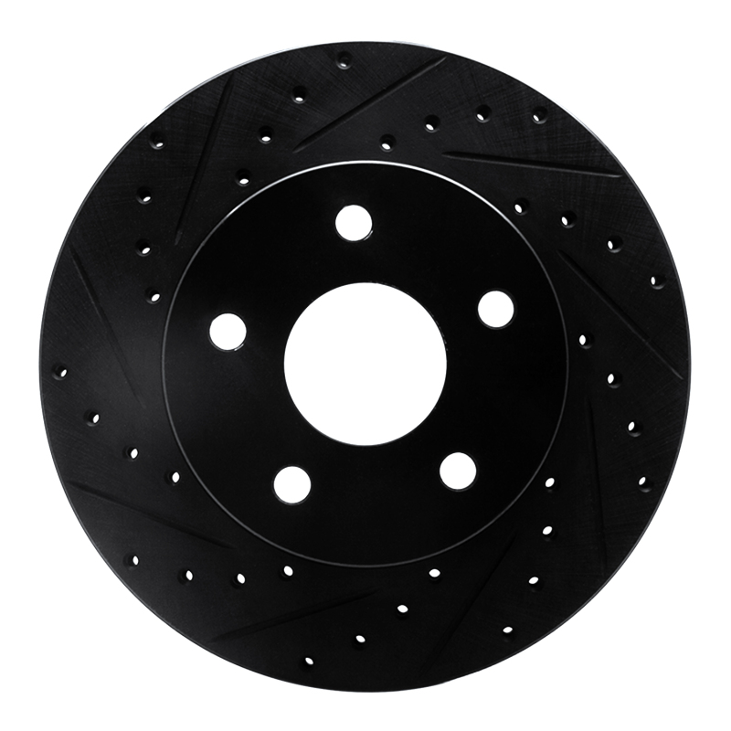 R1 99-04 Jeep Grand Cherokee Front Left Drilled & Slotted Black Brake Rotor