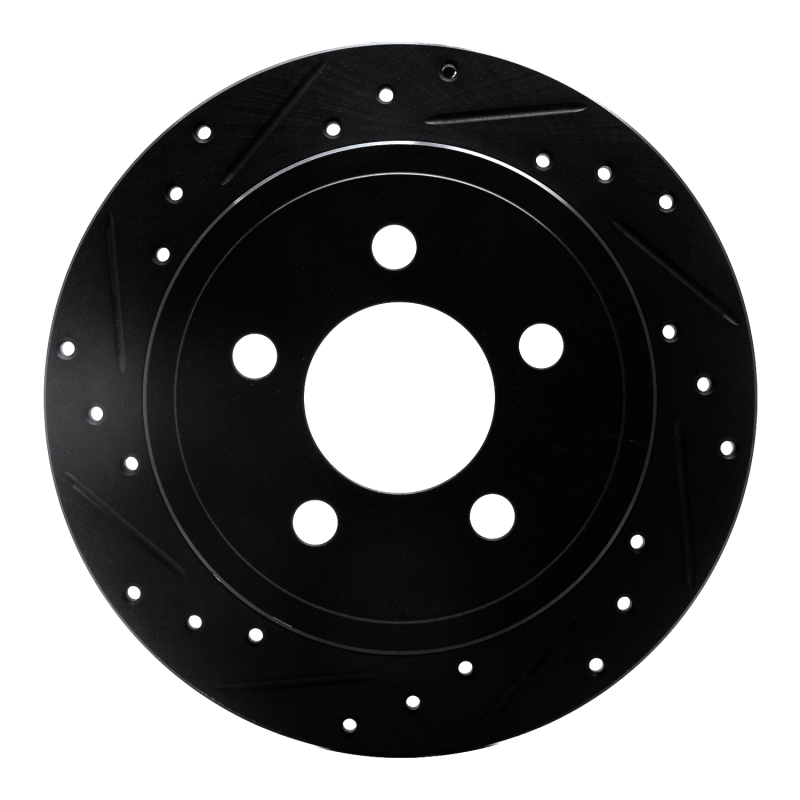 R1 03-07 Jeep Liberty Rear Left Drilled & Slotted Black Brake Rotor