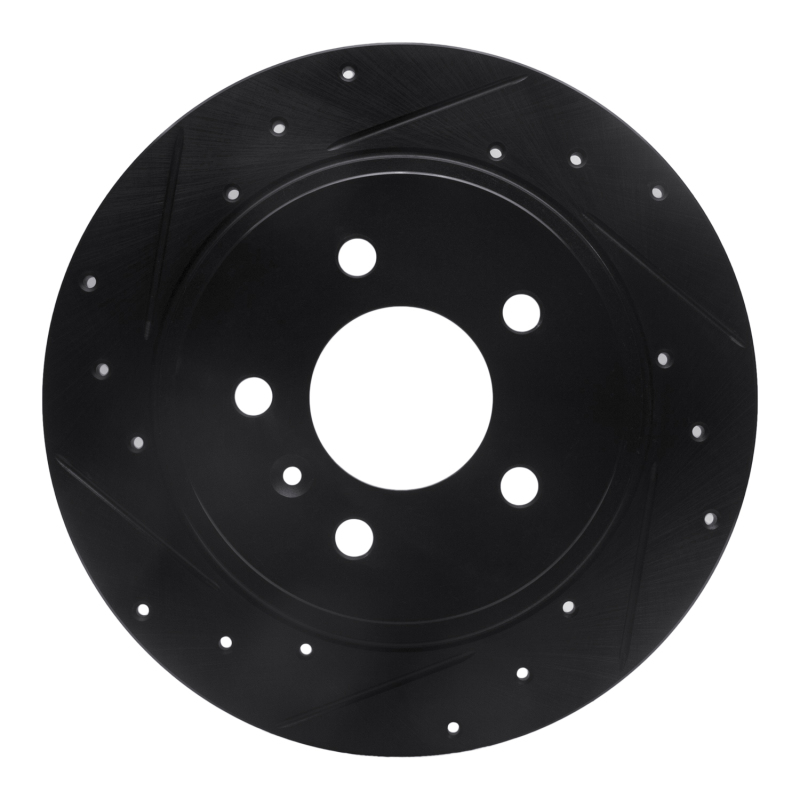 R1 06-11 Buick Lucerne Rear Left Drilled & Slotted Black Brake Rotor