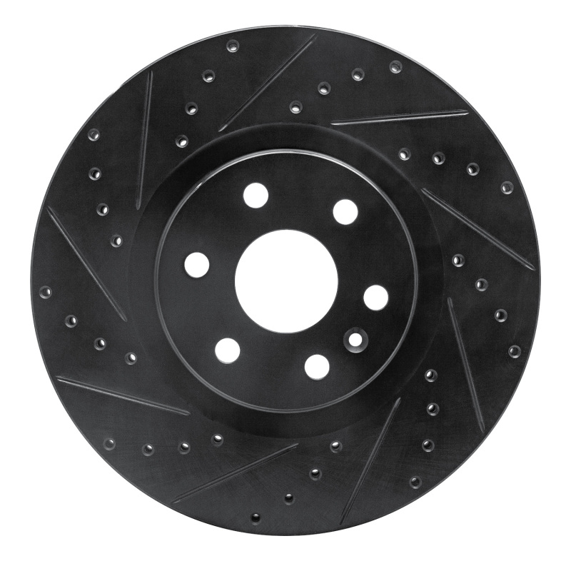 R1 10-16 Cadillac SRX Front Left Drilled & Slotted Black Brake Rotor