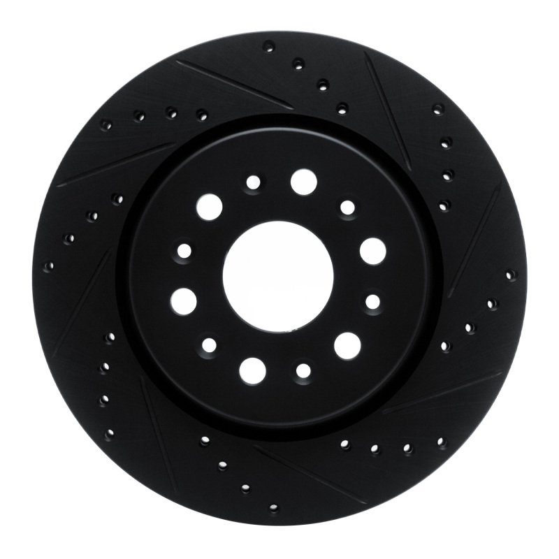R1 17-25 Buick Enclave Rear Right Drilled & Slotted Black Brake Rotor