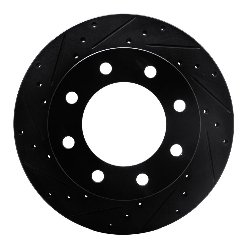 R1 99-20 Cadillac DeVille Front Left Drilled & Slotted Black Brake Rotor