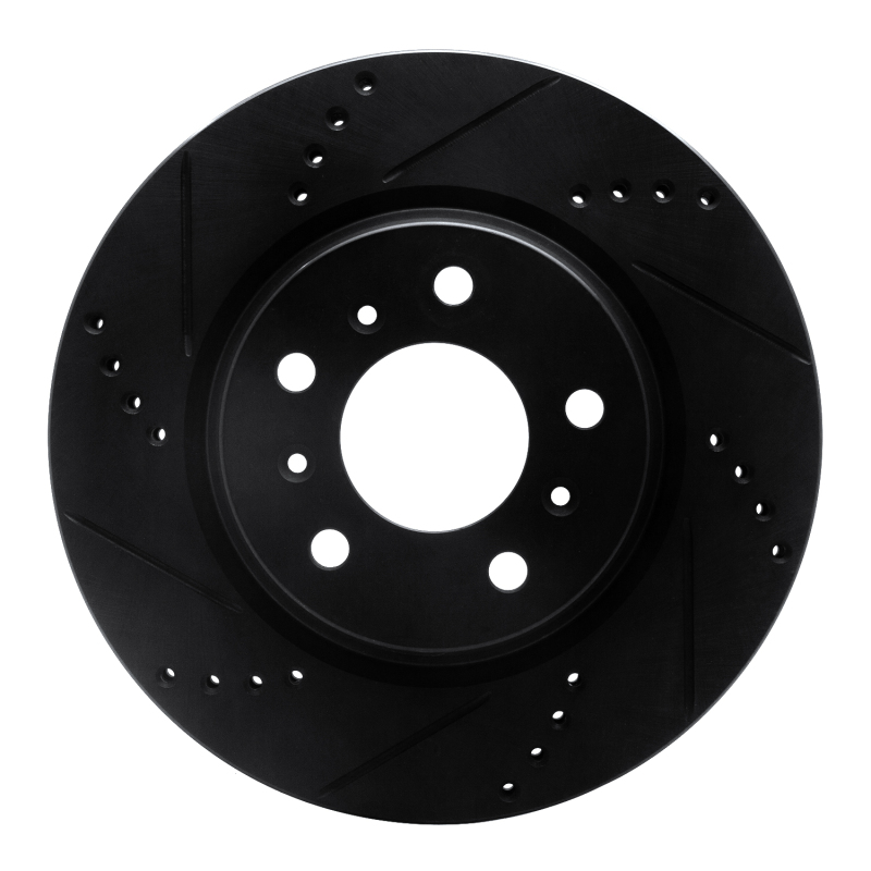 R1 04-09 Buick Allure Front Left Drilled & Slotted Black Brake Rotor