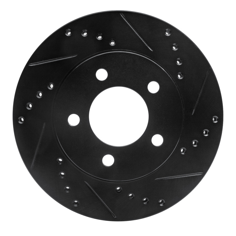 R1 70-93 Ford Taurus (Excl SHO) Front Right Drilled & Slotted Black Brake Rotor