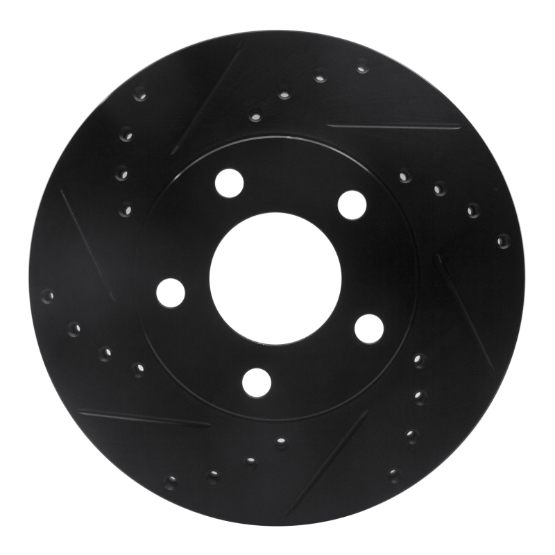 R1 94-04 Ford Mustang Front Left Drilled & Slotted Black Brake Rotor
