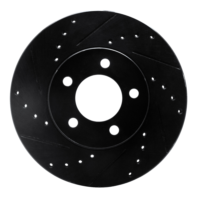 R1 91-00 Ford Thunderbird Front Left Drilled & Slotted Black Brake Rotor