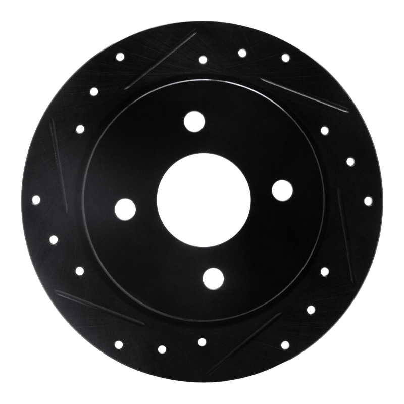 R1 01-19 Ford Fiesta (USA/Canada) Rear Left Drilled & Slotted Black Brake Rotor