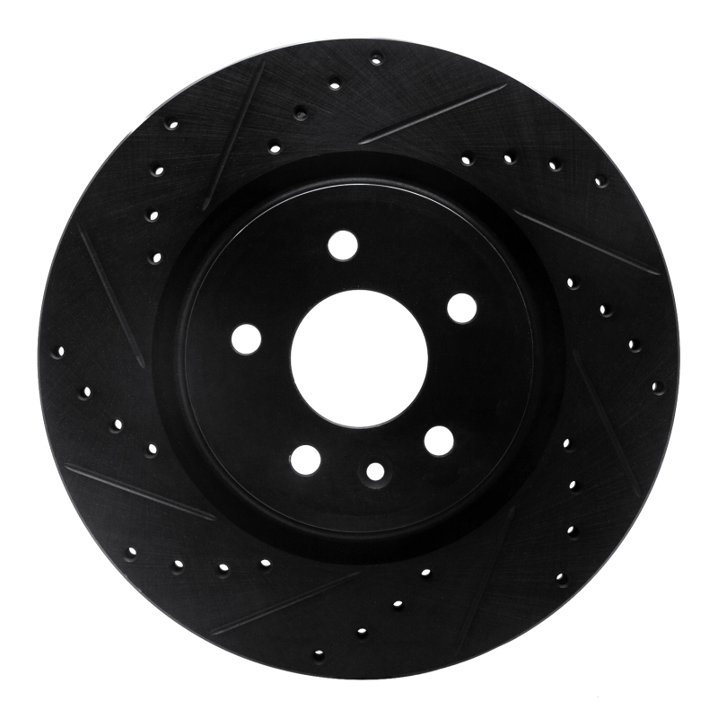 R1 09-10 Ford Taurus SHO Front Left Drilled & Slotted Black Brake Rotor