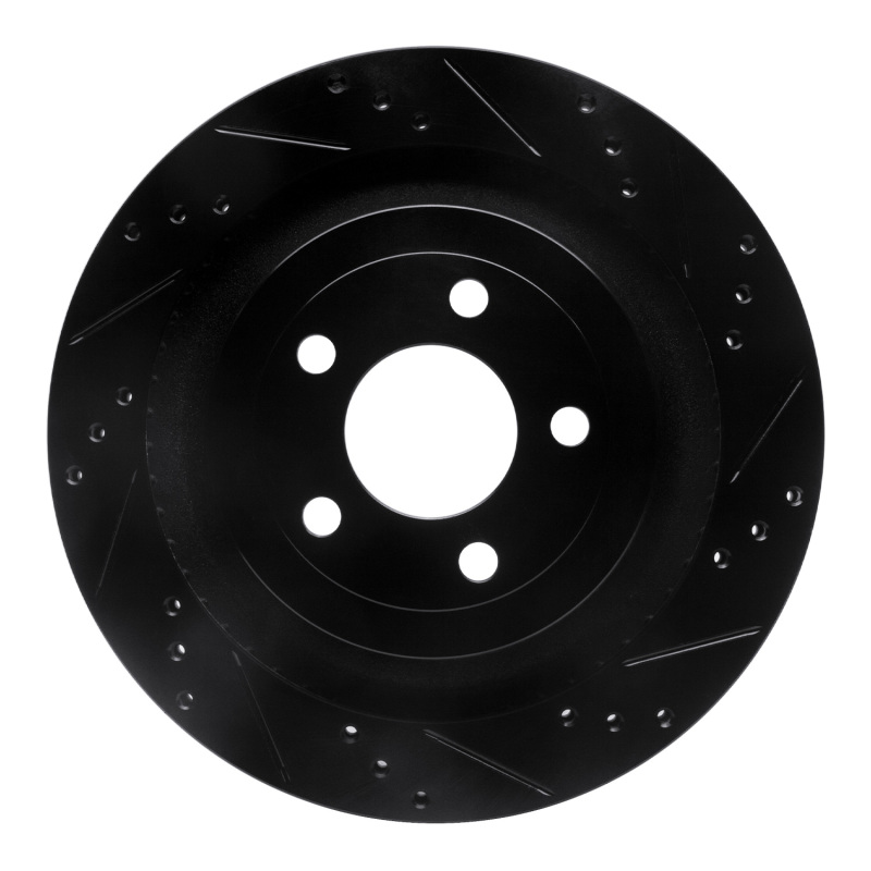 R1 15-23 Ford Mustang Rear Right Drilled & Slotted Black Brake Rotor
