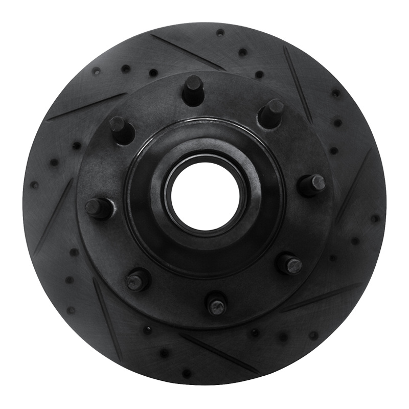 R1 95-07 Ford E-150 Econoline Front Right Drilled & Slotted Black Brake Rotor