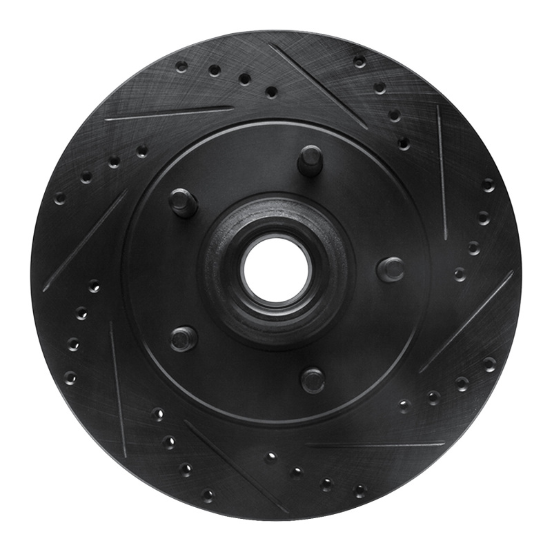 R1 00-04 Ford F-150 RWD Front Right Drilled & Slotted Black Brake Rotor