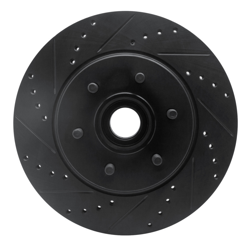 R1 04-08 Ford F-150 RWD Front Left Drilled & Slotted Black Brake Rotor