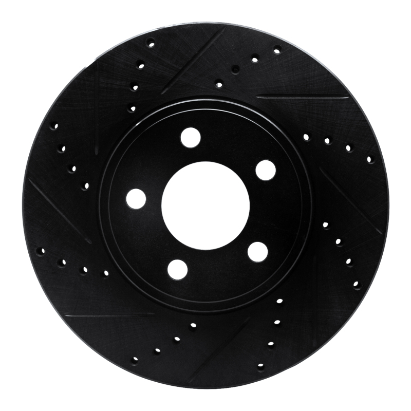 R1 03-11 Ford Crown Victoria Front Left Drilled & Slotted Black Brake Rotor