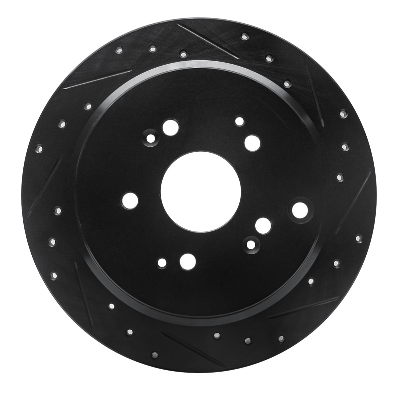 R1 02-04 Honda Odyssey Rear Right Drilled & Slotted Black Brake Rotor