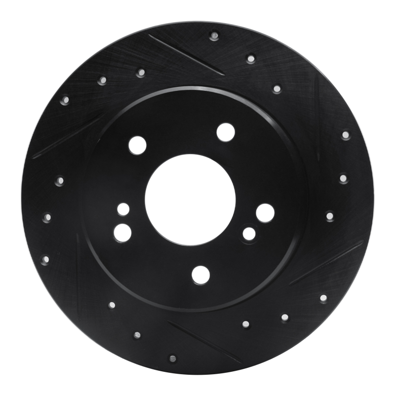 R1 87-15 Chrysler Crossfire Rear Right Drilled & Slotted Black Brake Rotor