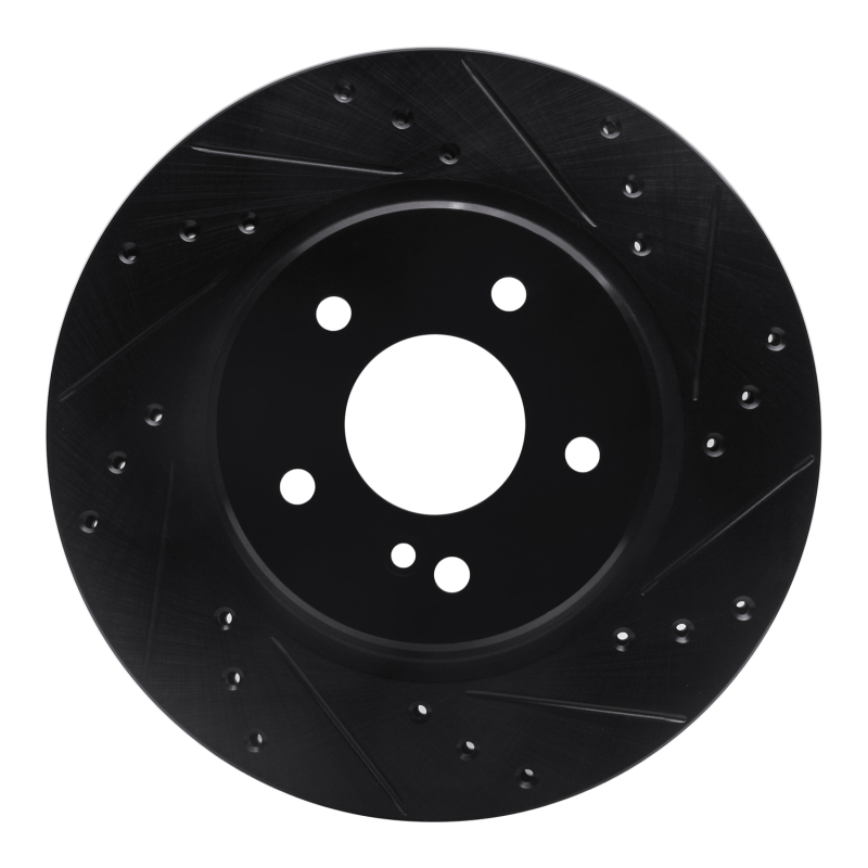 R1 98-09 Chrysler Crossfire Rear Right Drilled & Slotted Black Brake Rotor