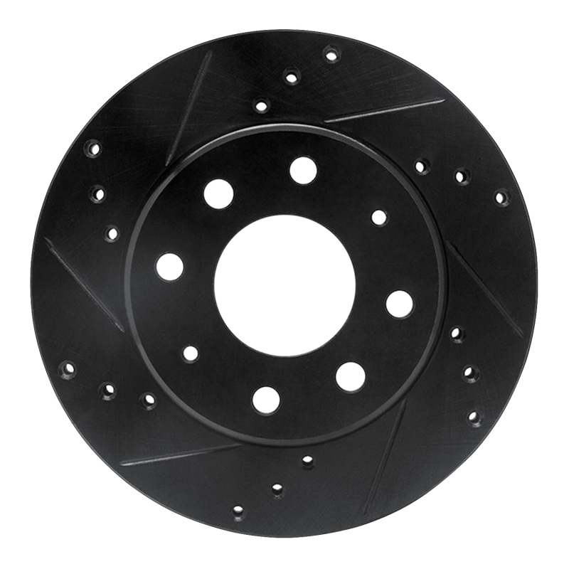 R1 88-07 Dodge Colt Front Left Drilled & Slotted Black Brake Rotor