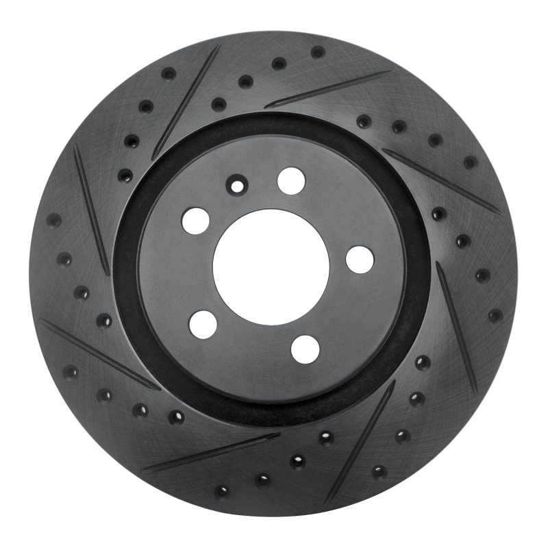 R1 92-95 Volkswagen Jetta Sedan Front Left Drilled & Slotted Black Brake Rotor